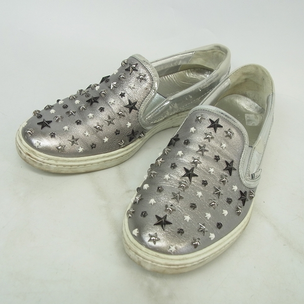 実際に弊社で買取させて頂いたJIMMY CHOO/ジミーチュウ スタースタッズ メタリックレザー スリッポン/スニーカー 41