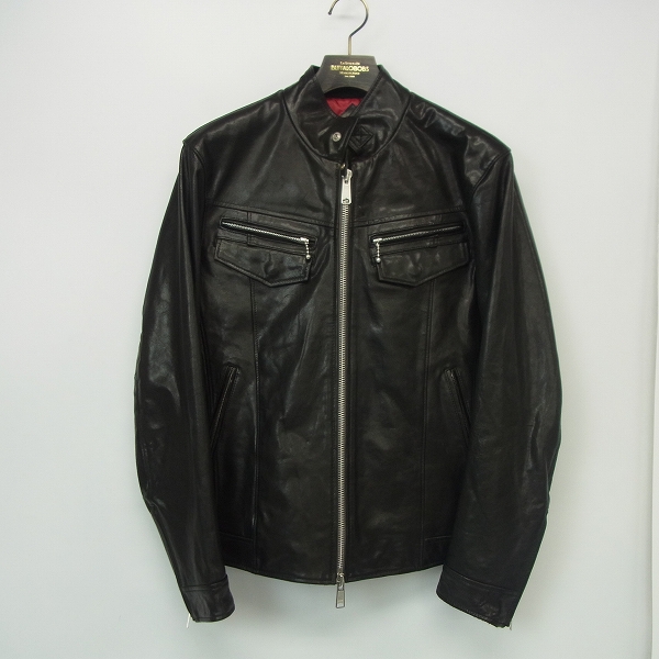 実際に弊社で買取させて頂いたBUFFALO BOBS/バッファローボブス ゴートベジタブルレザーシングルライダースジャケット MFP5409 Size：4