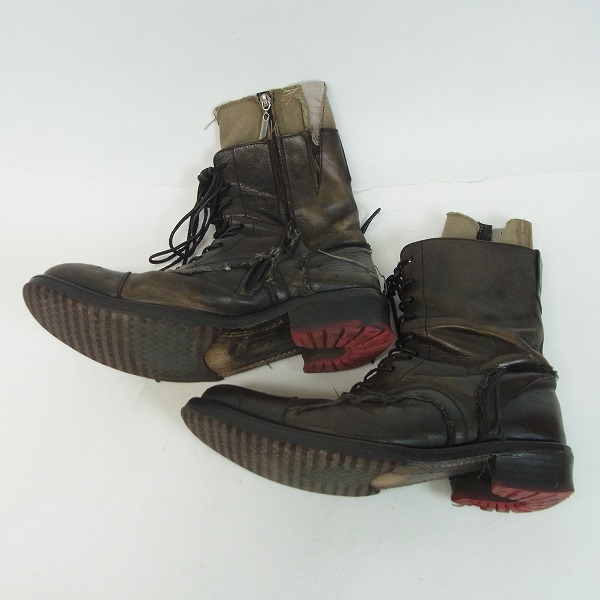 実際に弊社で買取させて頂いたHIROMU TAKAHARA/ヒロムタカハラ レースアップレイヤードレザーブーツ/41の画像 3枚目