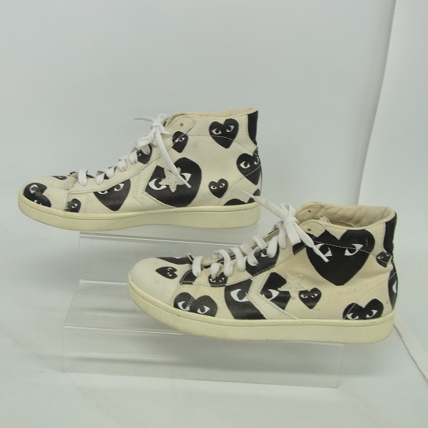 実際に弊社で買取させて頂いたPLAY COMMEdesGARCONS×CONVERSE/プレイ ギャルソン×コンバース コラボスニーカー/ハイカット/28の画像 3枚目