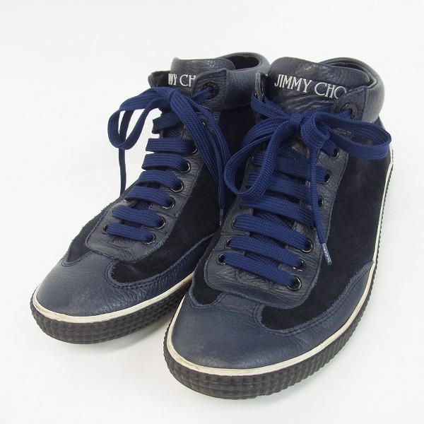 実際に弊社で買取させて頂いた【観賞用】JIMMY CHOO/ジミーチュウ ハイカットレースアップレザースニーカー/42