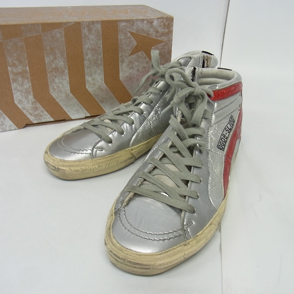 実際に弊社で買取させて頂いたGOLDEN GOOSE/ゴールデングース  GGDB-SLIDE /スライド USED加工 サイドジップ スニーカー GARWS595/37