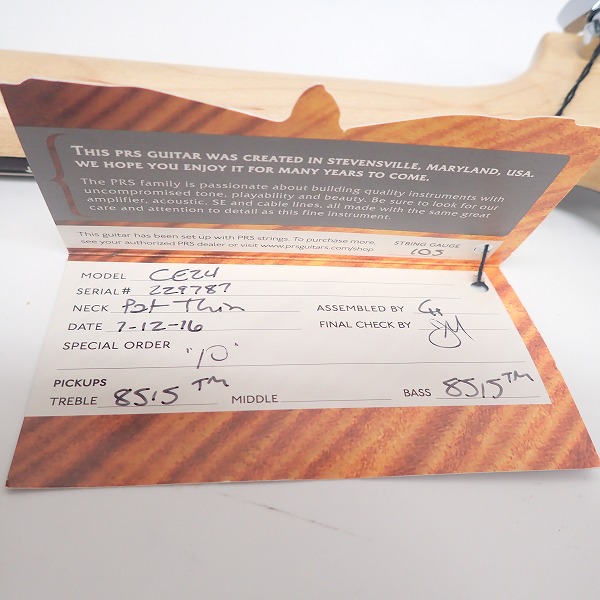 実際に弊社で買取させて頂いた★【美品】PRS(Paul Reed Smith)/ポールリードスミス エレキギター CE 24 BLUE MATTEO 10Topの画像 8枚目