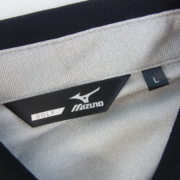 実際に弊社で買取させて頂いたMIZUNO/ミズノ ゴルフウェア 半袖ポロシャツ  ボーダー柄 グレイ L/無地 サックス XL 2点セットの画像 2枚目