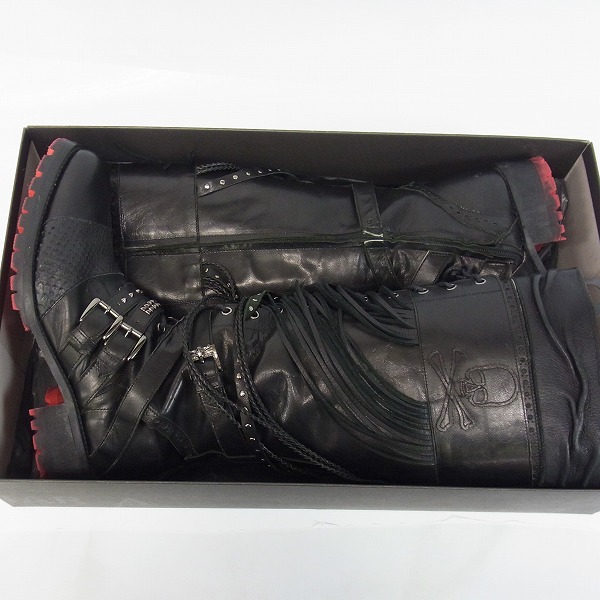 実際に弊社で買取させて頂いたHIROMU TAKAHARA/ヒロムタカハラ フリンジロングブーツ ブラック/41の画像 8枚目