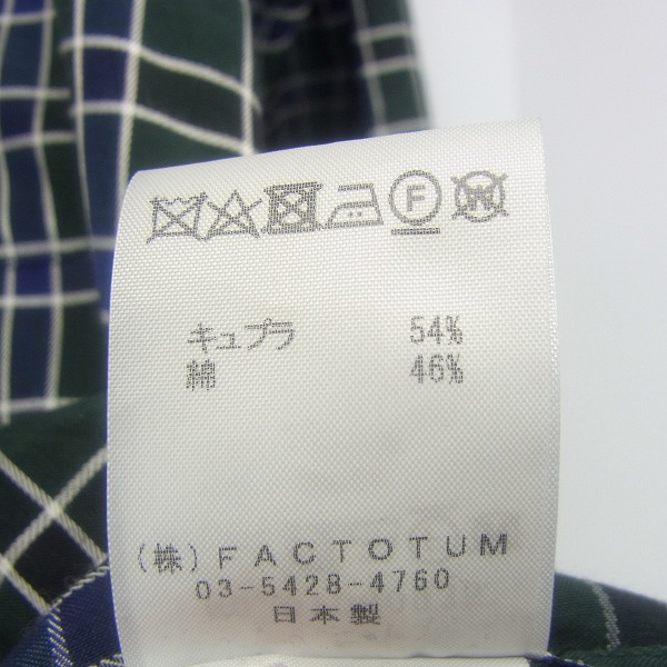 実際に弊社で買取させて頂いたFACTOTUM/ファクトタム チェックシャツ/ネルシャツ /46の画像 4枚目