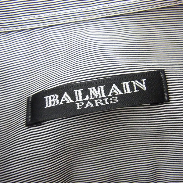 実際に弊社で買取させて頂いたBALMAIN/バルマン 襟ボタン ストライプ 長袖シャツ/38の画像 2枚目