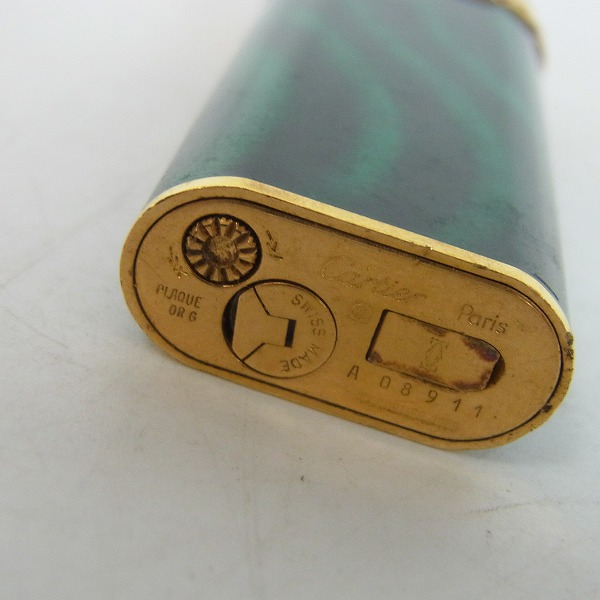 実際に弊社で買取させて頂いたCartier/カルティエ ガスライター グリーン×ゴールドの画像 2枚目