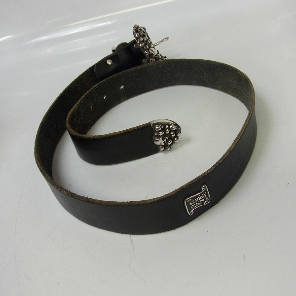 実際に弊社で買取させて頂いたSTANLEY GUESS/スタンリーゲス 1ピースレザーベルトw/マルチスカルバックル ロゴプレートセットの画像 5枚目