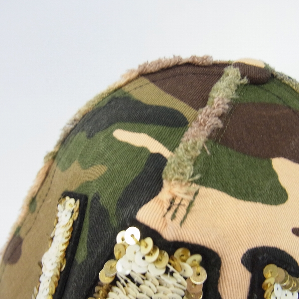 実際に弊社で買取させて頂いたYOSINORI KOTAKE×BARNEYS NEWYORK/ヨシノリコタケ×バーニーズニューヨーク メッシュキャップ カモ柄/迷彩柄 スパンコール/スターの画像 7枚目