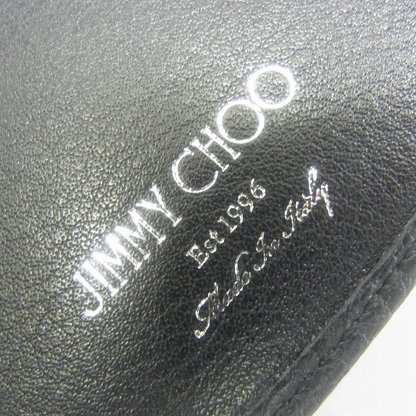 実際に弊社で買取させて頂いたJIMMY CHOO/ジミーチュウ スターエンボス Black グレイニーレザー スモールウォレット 3つ折り財布の画像 5枚目