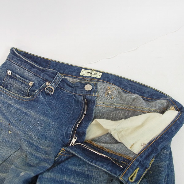 実際に弊社で買取させて頂いたSOPHNET/ソフネット ダメージ/ペイント加工 デニムパンツ X-146/Mの画像 2枚目