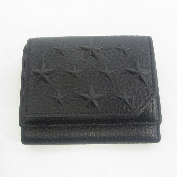実際に弊社で買取させて頂いたJIMMY CHOO/ジミーチュウ スターエンボス Black グレイニーレザー スモールウォレット 3つ折り財布