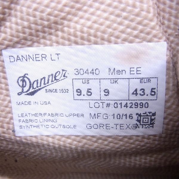 実際に弊社で買取させて頂いたDANNER/ダナーライト トレッキングブーツ/30440/US9.5EEの画像 5枚目