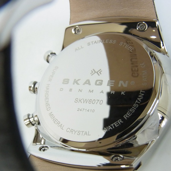 実際に弊社で買取させて頂いたSKAGEN/スカーゲン クロノ デイト 腕時計 レザーベルト SKW6070【動作未確認】の画像 3枚目