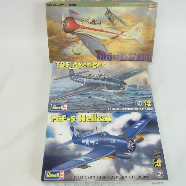 実際に弊社で買取させて頂いたRevell/レベル他 ヘルキャット/アべンジャー/日本陸軍 中島 キ27 九七式戦闘機 1/48 プラモデル 3点セット