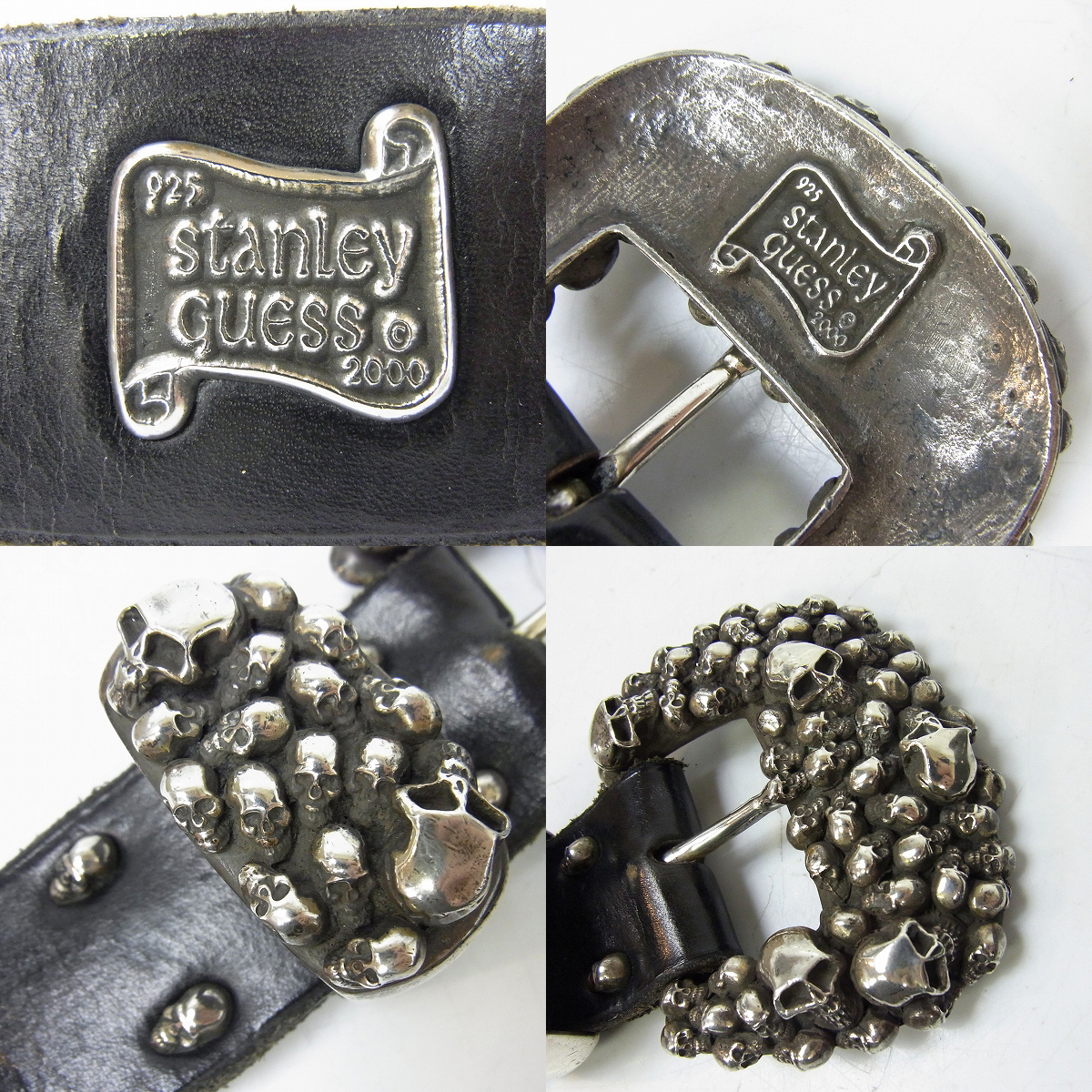 実際に弊社で買取させて頂いたSTANLEY GUESS/スタンリーゲス 1ピースレザーベルトw/マルチスカルバックル ロゴプレートセットの画像 3枚目