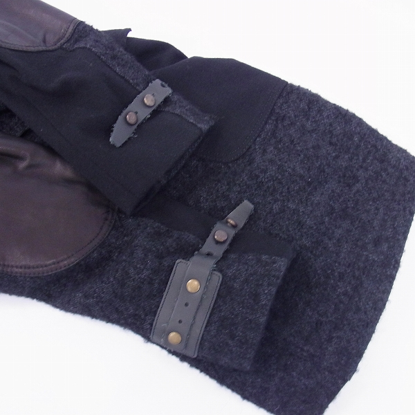 実際に弊社で買取させて頂いたDIESEL BLACK GOLD/ディーゼル ブラック ゴールド レザーエルボーパッチ フーデッドコート/Sの画像 7枚目