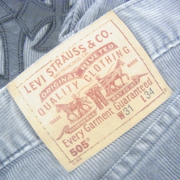 実際に弊社で買取させて頂いたA＆G×LEVIS/エーアンドジー×リーバイス 505 クロスパッチ/クロスボタン コーデュロイパンツ Size：31の画像 3枚目