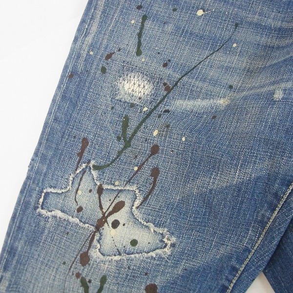 実際に弊社で買取させて頂いたSOPHNET/ソフネット ダメージ/ペイント加工 デニムパンツ X-146/Mの画像 6枚目