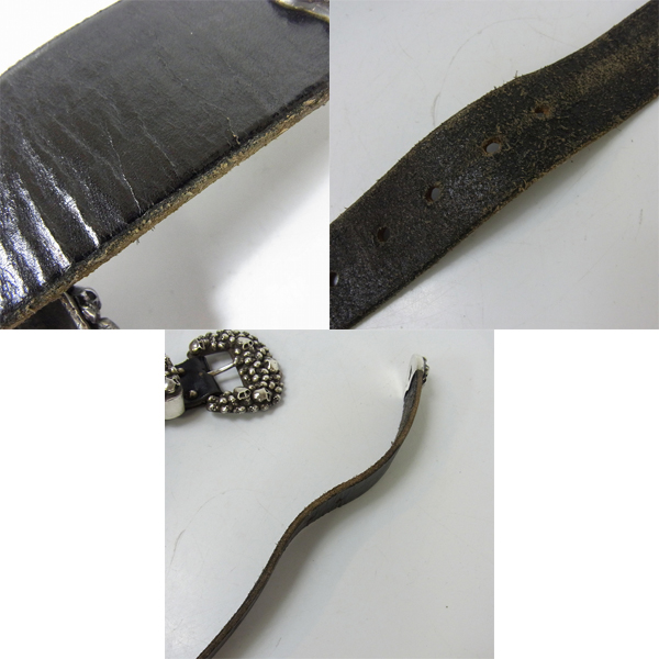 実際に弊社で買取させて頂いたSTANLEY GUESS/スタンリーゲス 1ピースレザーベルトw/マルチスカルバックル ロゴプレートセットの画像 4枚目