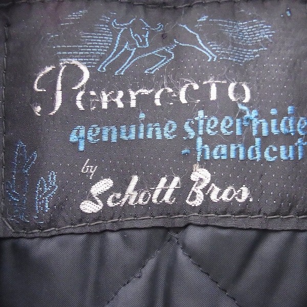 実際に弊社で買取させて頂いたSchottBros/ショットブロス PERFECTO 60年代 サボテンタグ ヴィンテージ ライダース/38の画像 2枚目