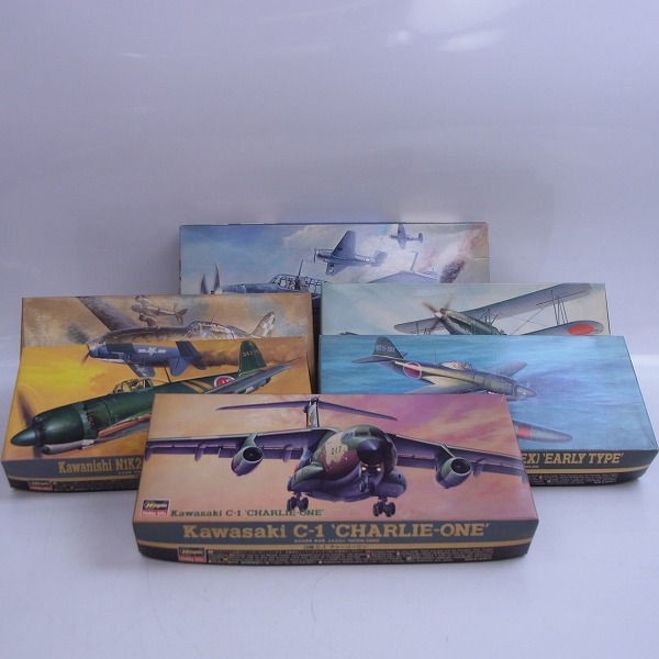 実際に弊社で買取させて頂いた★ハセガワ 1/72 C-1 チャーリーワン/川西N1K1水上戦闘機 強風等 6点おまとめの画像 1枚目