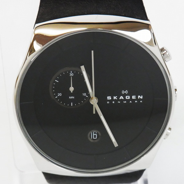 実際に弊社で買取させて頂いたSKAGEN/スカーゲン クロノ デイト 腕時計 レザーベルト SKW6070【動作未確認】