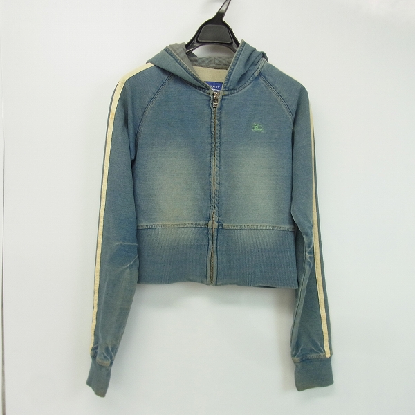 実際に弊社で買取させて頂いたBURBERRY BLUE LABEL/バーバリーブルーレーベル インディゴ アームライン スウェットパーカー 38