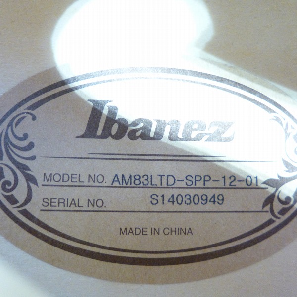 実際に弊社で買取させて頂いた★Ibanez/アイバニーズ セミアコースティックギター AM83LTD-SPP 限定カラー ソフトケース付の画像 6枚目