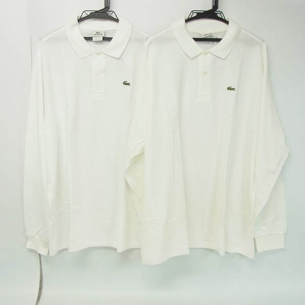 実際に弊社で買取させて頂いたLACOSTE/ラコステ ポロシャツ 長袖 ホワイト XXL 2点セット