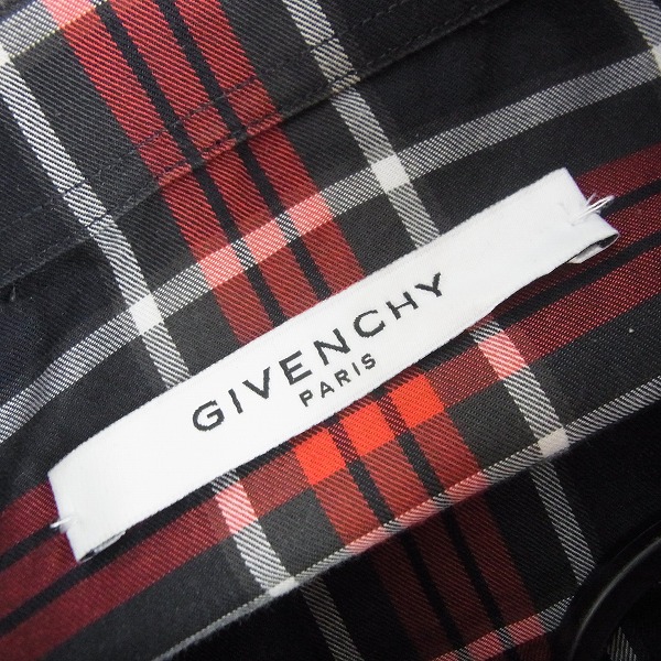 実際に弊社で買取させて頂いたGIVENCHY/ジバンシー クロスパネルチェックコットン長袖シャツ/38の画像 2枚目