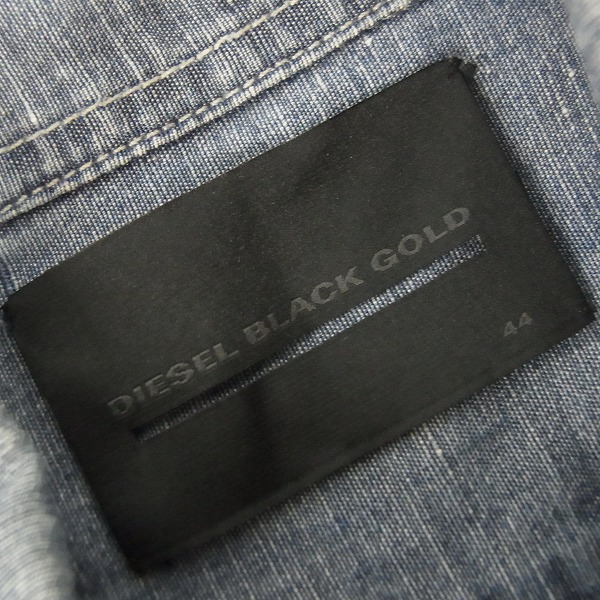 実際に弊社で買取させて頂いたDIESEL BLACK GOLD/ディーゼル hemp/麻混 ウエスタンシャツ ブルー系/44の画像 2枚目