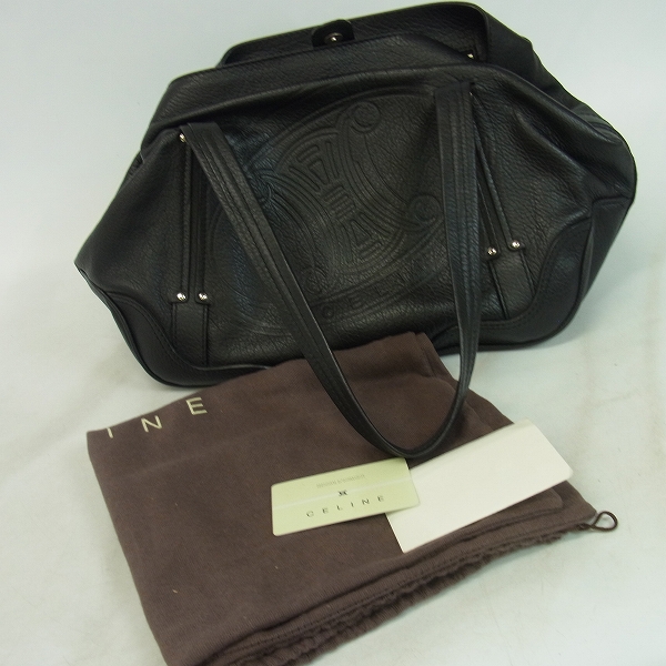 実際に弊社で買取させて頂いたCELINE/セリーヌ 型押し ファントム スクエアハンドバッグ/トートバッグ ブラック 160583IGRの画像 8枚目