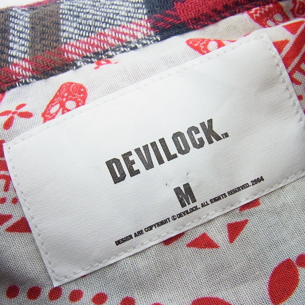 実際に弊社で買取させて頂いた【未使用】DEVILOCK/デビロック スカルマリアチェックシャツ/Mの画像 2枚目