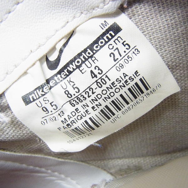 実際に弊社で買取させて頂いたNIKE/ナイキ × BEAMS/ビームス BLAZER MID PREMIUM VNTG QS/638322-001/27.5の画像 5枚目