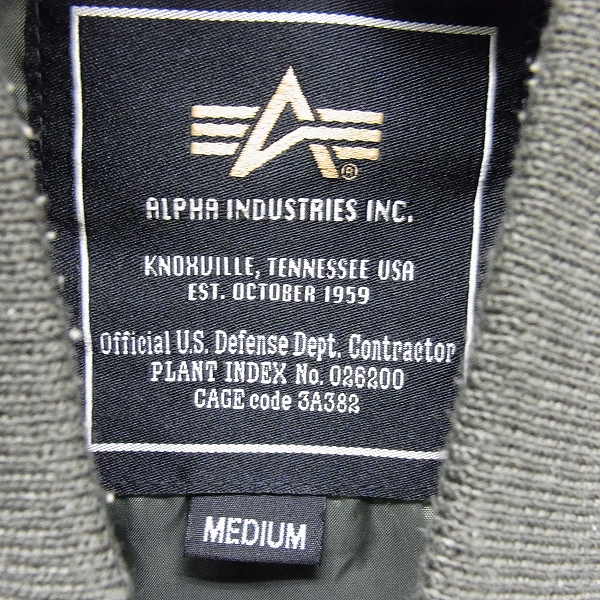 実際に弊社で買取させて頂いたALPHA INDUSTRIES/アルファ インダストリーズ MA-1 ライトジャケット TA1113-003/M の画像 2枚目