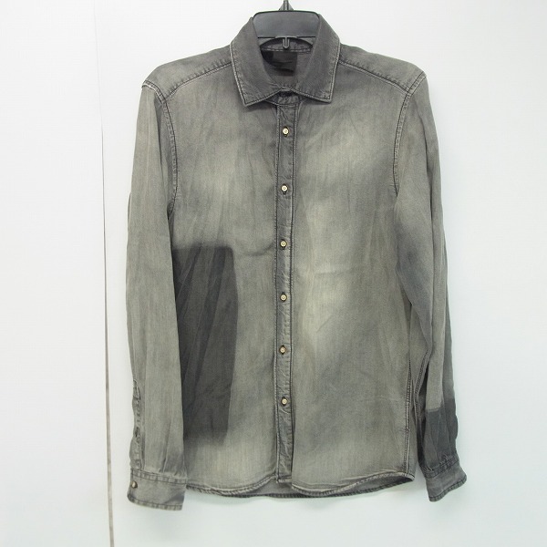 実際に弊社で買取させて頂いたDIESEL BLACK GOLD/ディーゼル 特殊加工 ウエスタンシャツ グレー/44
