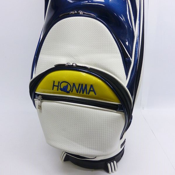 実際に弊社で買取させて頂いた★HONMA/本間ゴルフ ツアーワールドキャディバッグ CB-1711 9型(47インチ対応) ホワイト/ブルーの画像 6枚目