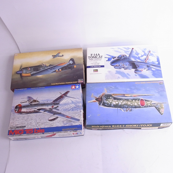 実際に弊社で買取させて頂いた【未組立】ハセガワ 1/48 フォッケウルフFw190A-4/中島 二式単座戦闘機 鍾馗I型/タミヤ 1/48 ミグ15等 4点セット