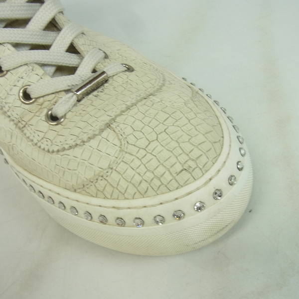 実際に弊社で買取させて頂いたJIMMY CHOO/ジミーチュウ ARGYLE-CRX-WHITESTEEL クロコ型押し/クリスタル ハイカットスニーカー/42の画像 6枚目