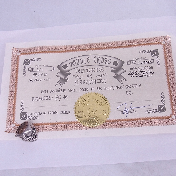 実際に弊社で買取させて頂いた【証明書付き】TRAVIS WALKER/トラヴィスワーカー スカルリングwガーネットアイズandダイヤモンド トゥース/19号の画像 6枚目