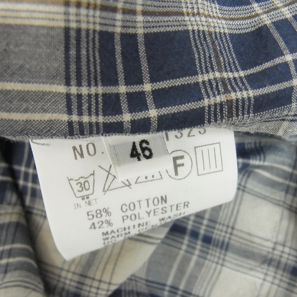 実際に弊社で買取させて頂いたFACTOTUM/ファクトタム チェック 半袖コットンシャツ/46の画像 3枚目