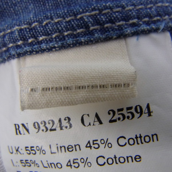 実際に弊社で買取させて頂いたDIESEL BLACK GOLD/ディーゼル hemp/麻混 ウエスタンシャツ ブルー系/44の画像 5枚目