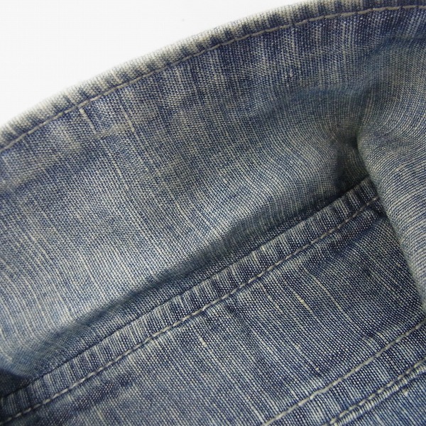 実際に弊社で買取させて頂いたDIESEL BLACK GOLD/ディーゼル hemp/麻混 ウエスタンシャツ ブルー系/44の画像 6枚目