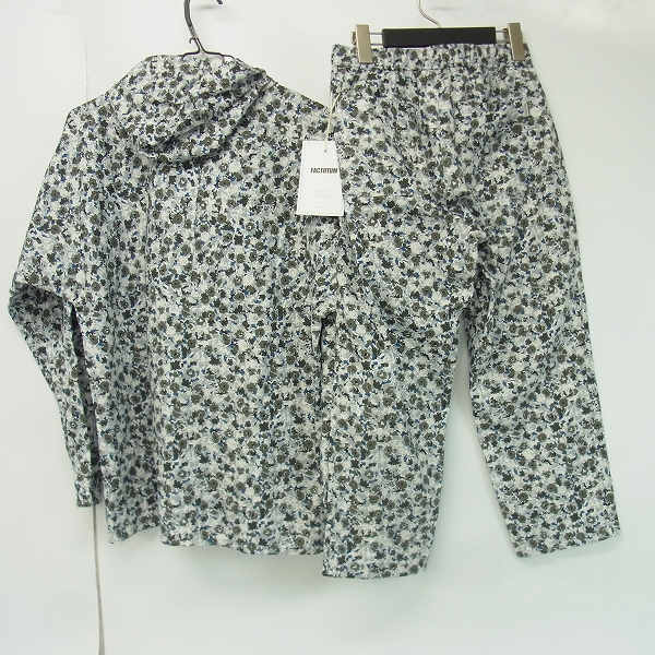 実際に弊社で買取させて頂いたFACTOTUM/ファクトタム フラワー総柄 フード付きシャツ/七分丈パンツ 上下セット/46の画像 1枚目