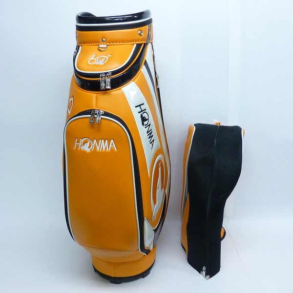 実際に弊社で買取させて頂いた★HONMA/本間ゴルフ ツアーワールドキャディバッグ CB-1713 9型(47インチ対応) オレンジの画像 1枚目