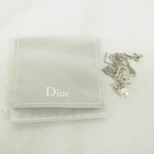 実際に弊社で買取させて頂いたChristian Dior/クリスチャンディオール ロゴ リボン パール ネックレスの画像 5枚目