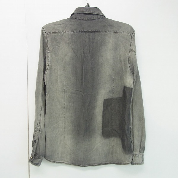実際に弊社で買取させて頂いたDIESEL BLACK GOLD/ディーゼル 特殊加工 ウエスタンシャツ グレー/44の画像 1枚目