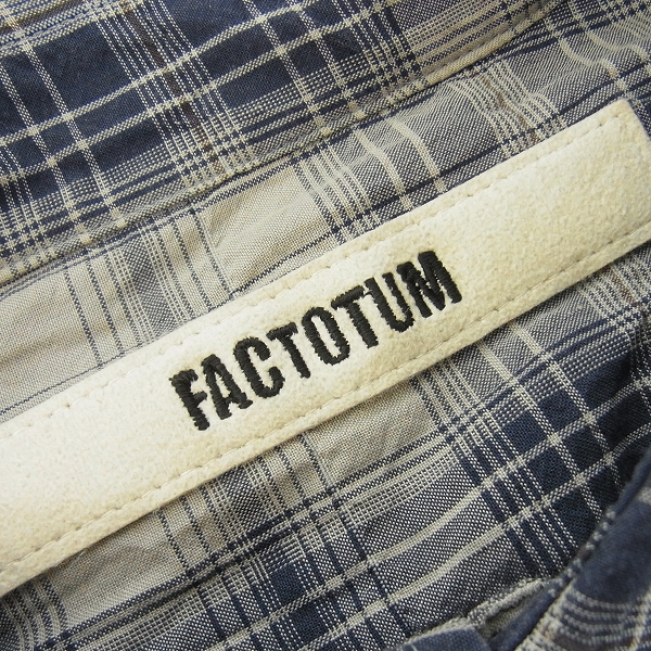 実際に弊社で買取させて頂いたFACTOTUM/ファクトタム チェック 半袖コットンシャツ/46の画像 2枚目